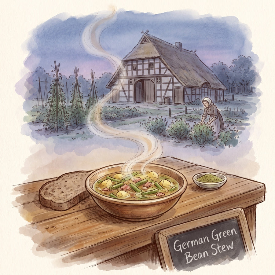 Illustration: German Green Bean Stew, made with Savory