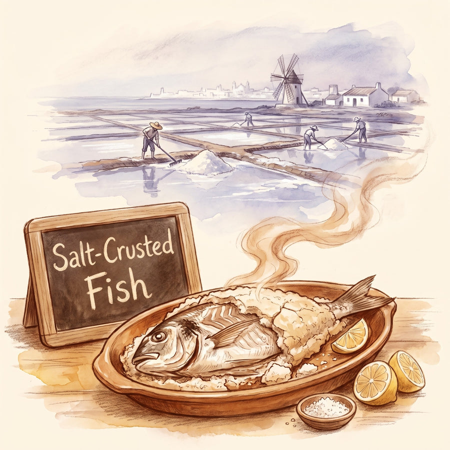 Illustration: Salt-Crusted Fish, made with Sea Salt