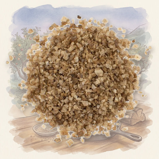 Smoked Applewood Sea Salt spice, shown over a chalk-and-watercolour illustration