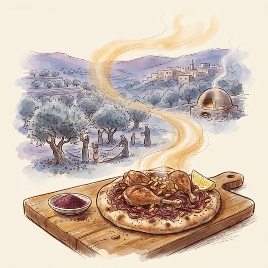 Illustration: Sumac with the hills near Jenin in the olive-harvest season