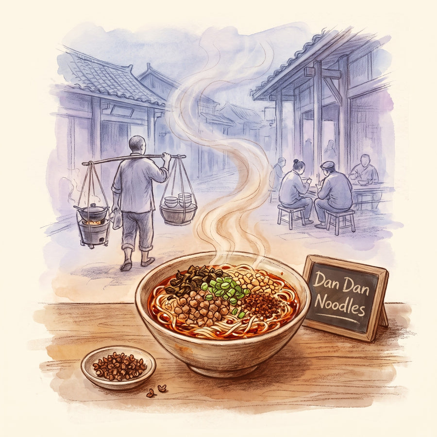 Illustration: Dan Dan Noodles, made with Peppercorns, Szechuan