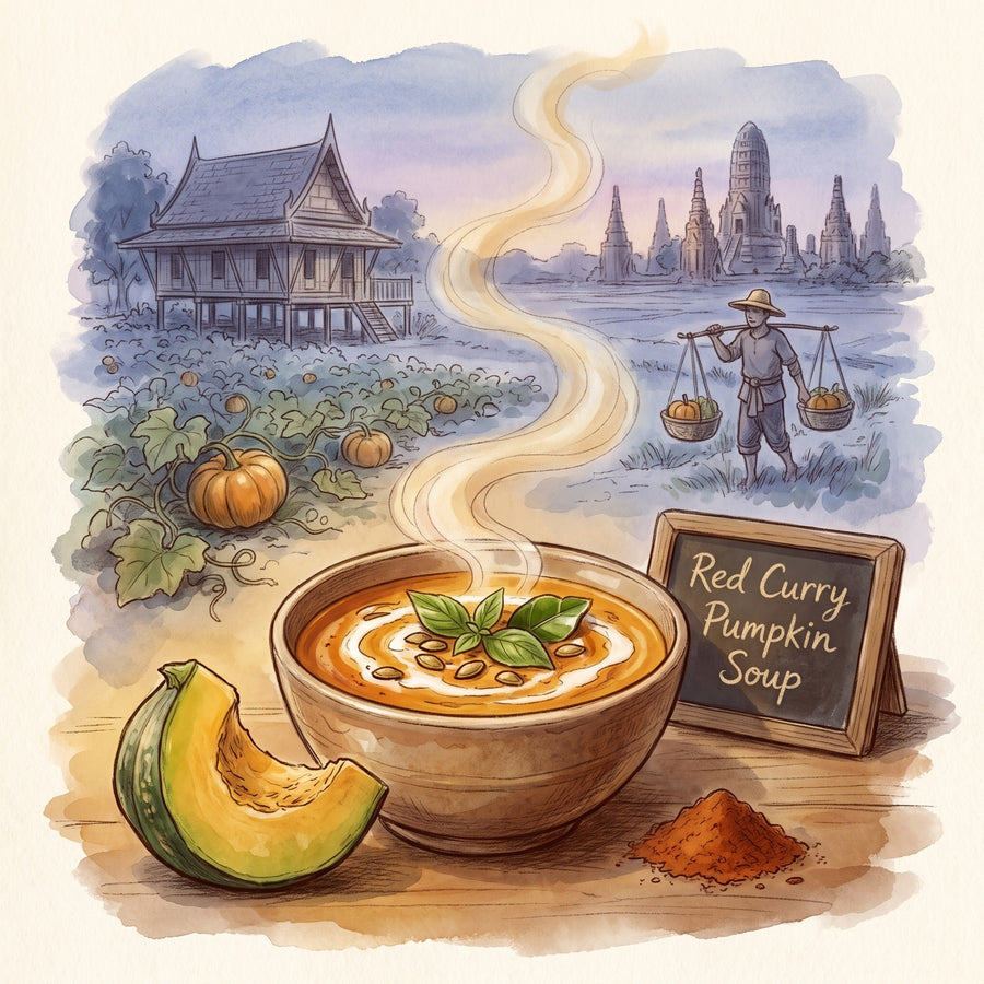 Illustration: Red Curry Pumpkin Soup, made with Thai Red Curry Powder