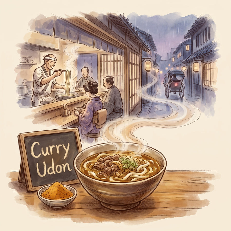 Illustration: Curry Udon, made with Japanese Yellow Curry Powder