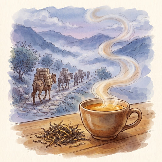 Illustration: Ancient Yunnan, 1st Grade with the Tea Horse Road in the mountains of Yunnan a century ago