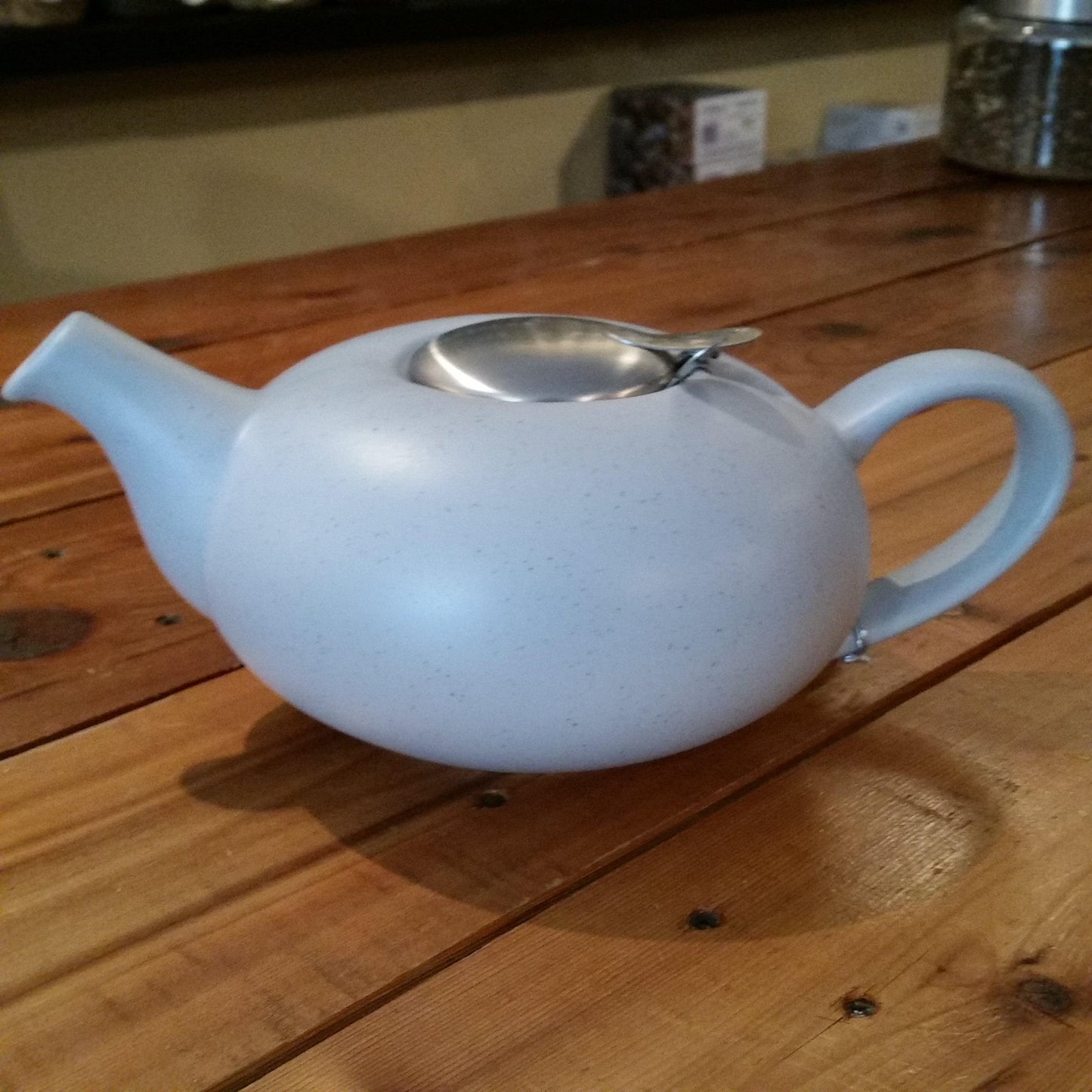 4 Cup Pebble Teapot - Blue Fleck, With Stainless Steel Infuser, London Pottery, No Drip, Loose Leaf Tea