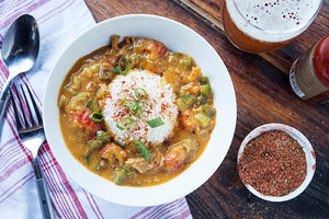 Bayou Creole Blend is made for classic dishes like this recipe for etoufee. Along with traditional spices celery seed, fennel and coriander the added punch of smoky hot chipotle means hot sauce is optional.
